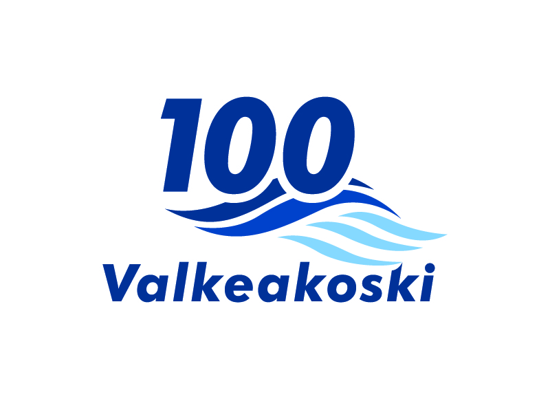 Valkeakoski 100 vuotta logo taustalla